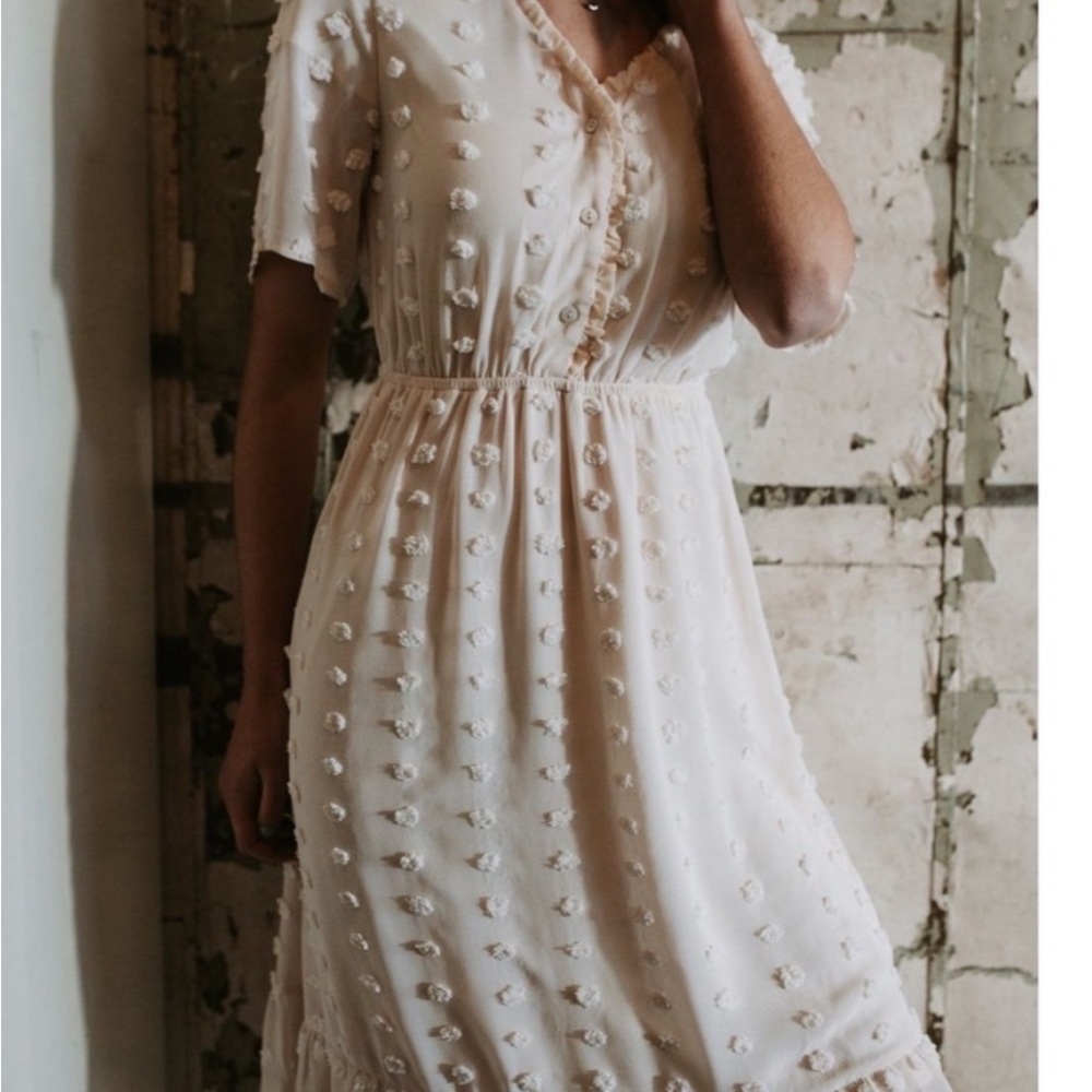 Piper & Scoot Cream Warba Swiss Dot Empire Dress